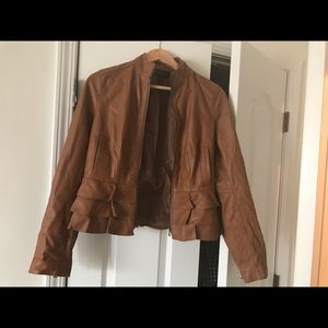 Tiered Peplum Leather Jacket